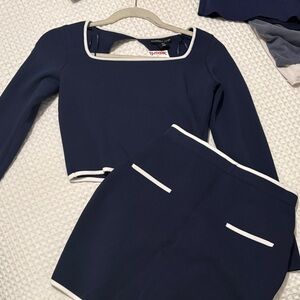 Chic Navy Blue Two-Piece Set